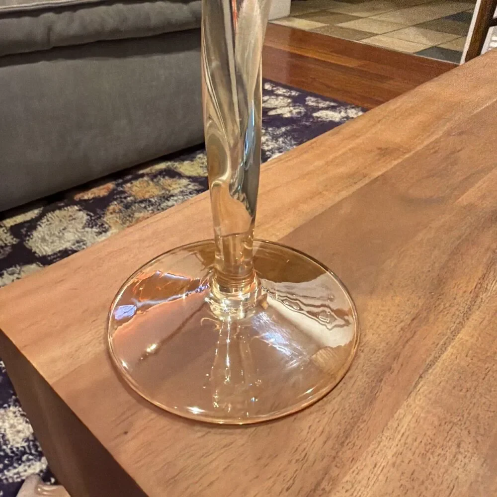 Murano? Art Glass Pillar Candle Holder - Tulip Long Stem - Italy, Crystal